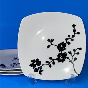 Coventry Mon Cheri square plate w/ black cherry blossom design. 
Set of 4.  8x8